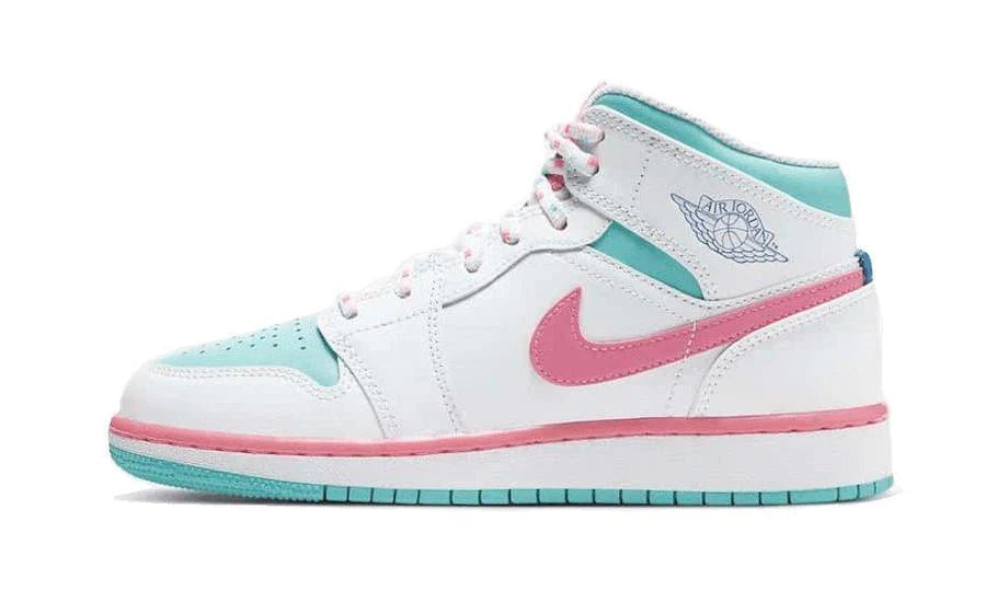 Air Jordan 1 Mid White Pink Green Soar